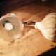 Retro lamp in brass and pink ceramic