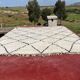 Very large vintage Beni Ouarain rug in cream wool with black diamonds, 426x344cm.