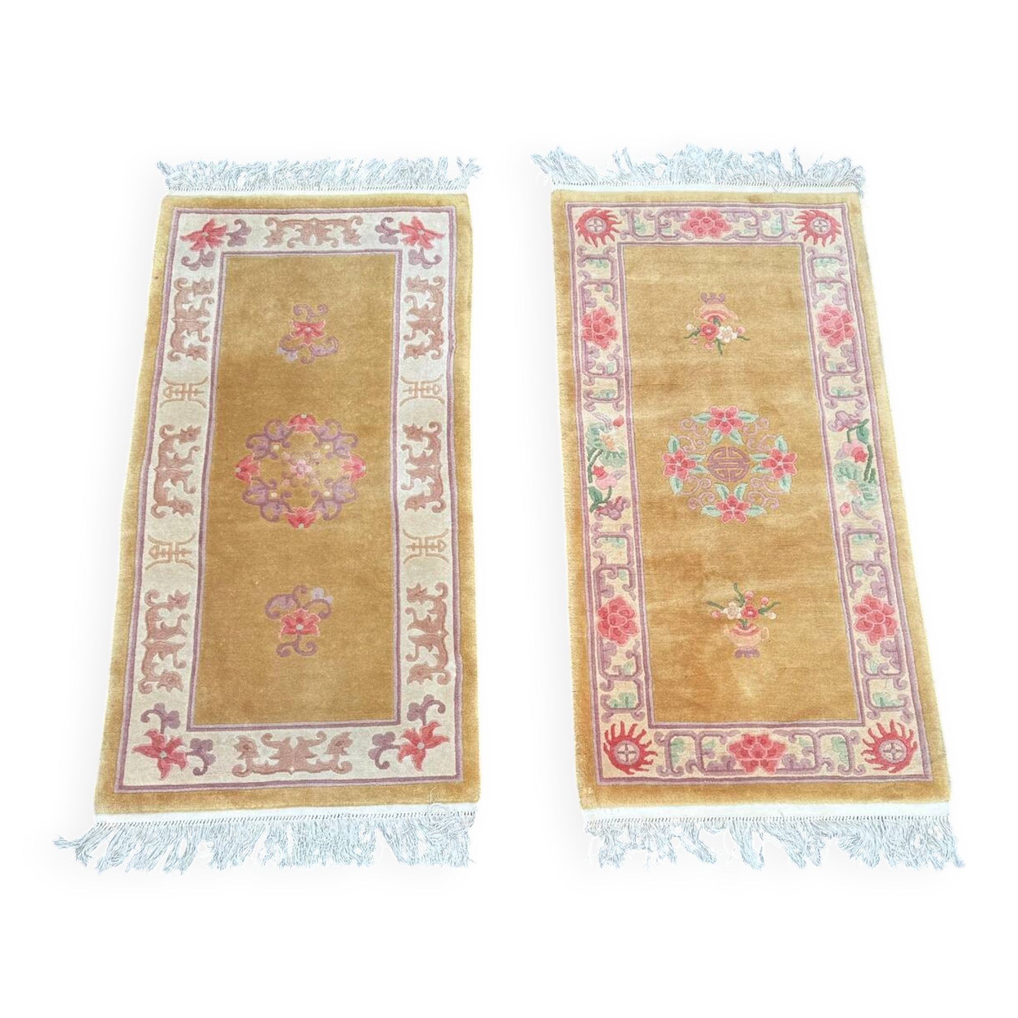 Pair of vintage Chinese pure wool rugs. Beijing, circa 1950