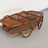 Coffee table with magazine tray in vintage rattan from the 60s