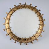 Sunburst lamp with forged nails and gold leaf and opaline, 1940s