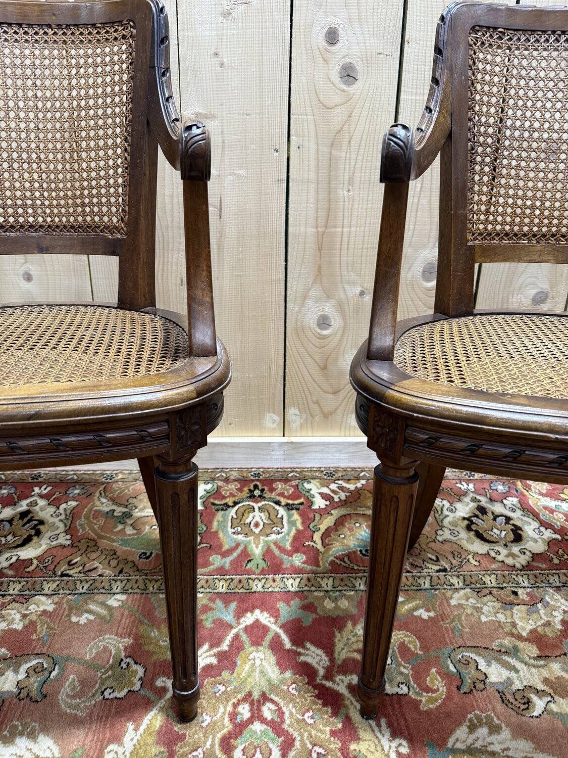 Pair of caned armchairs in Louis XVI style