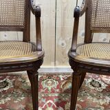 Pair of caned armchairs in Louis XVI style