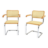 Set of Two Mid-Century Modern Marcel Breuer B64 Blonde Cesca Chairs, Italy, 70s