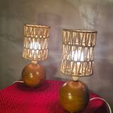 pair of Scandinavian style bedside lamps, vintage design, 30x12 balls