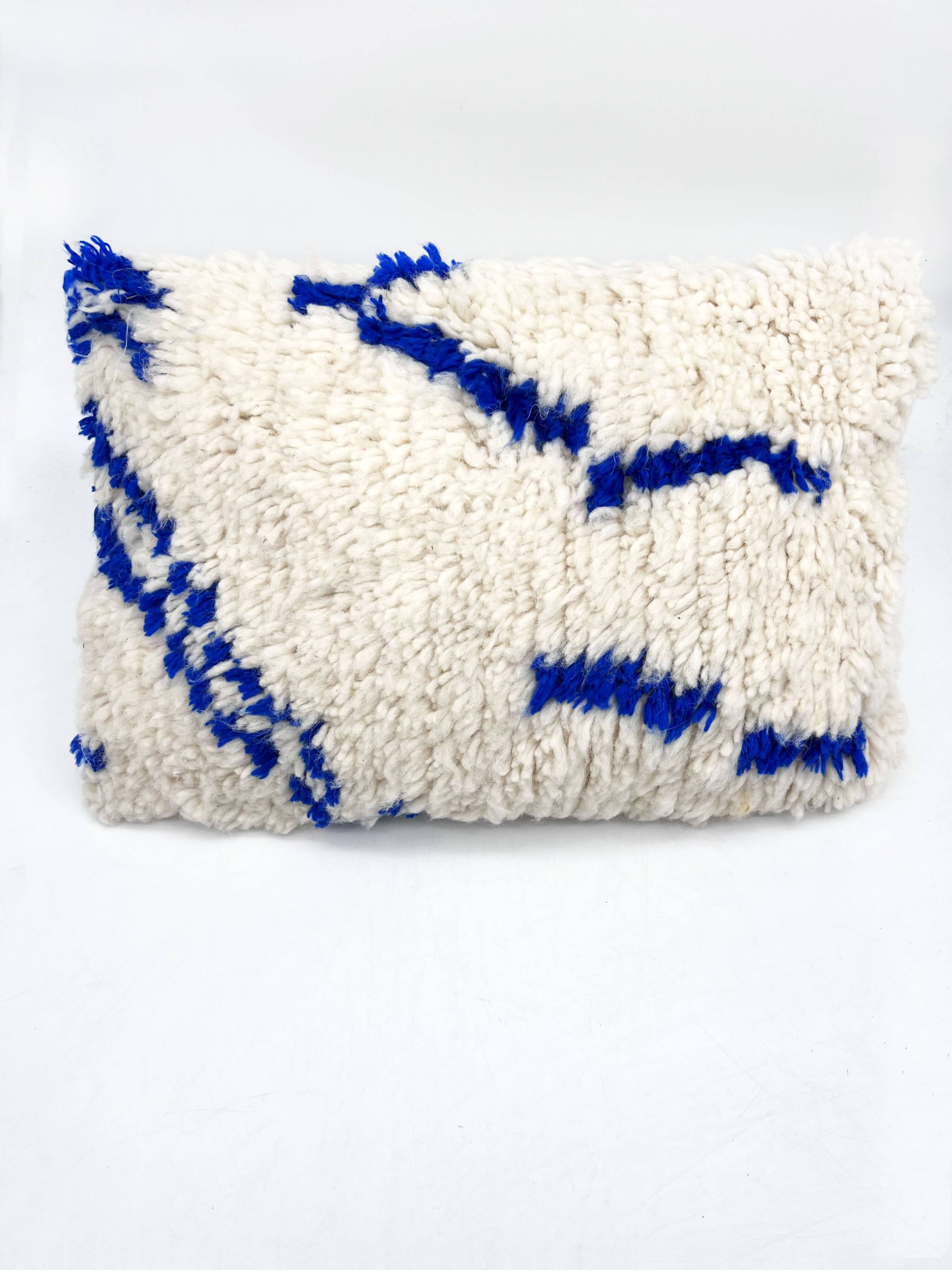 Moroccan Berber cushion cover Azilal with Majorelle blue patterns 60x40cm