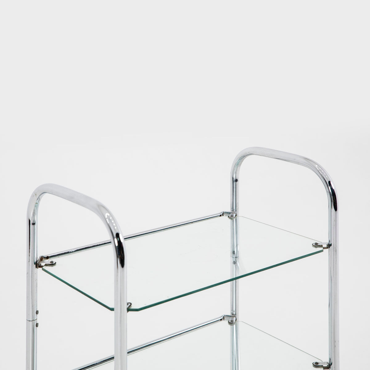 Chrome and glass shelf in Bauhaus style, 1970s