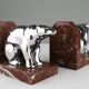 Art Deco Marble and Metal Bear Bookends, France 1930s