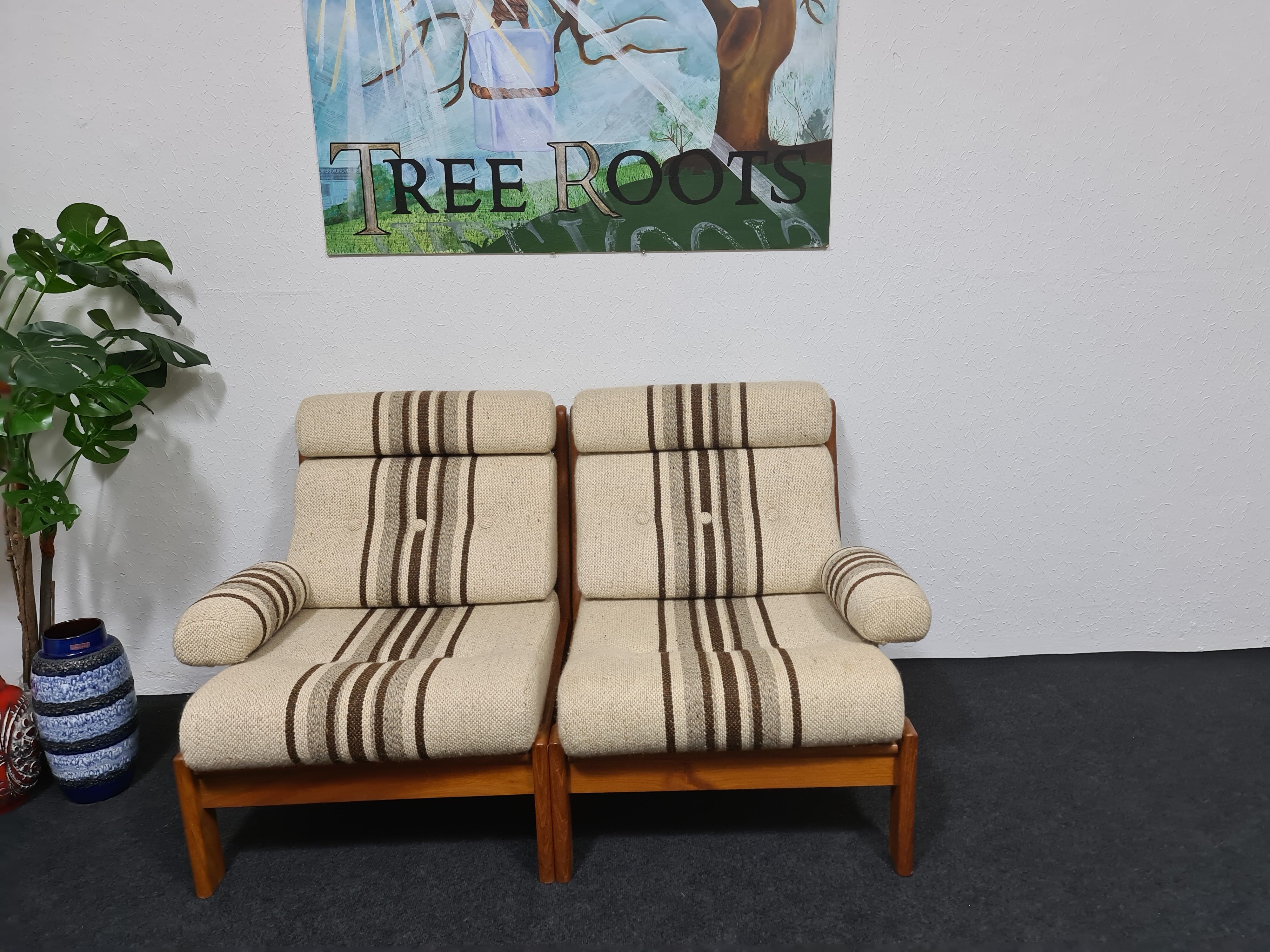 Set de salon vintage des années 70 en teck 6 pièces