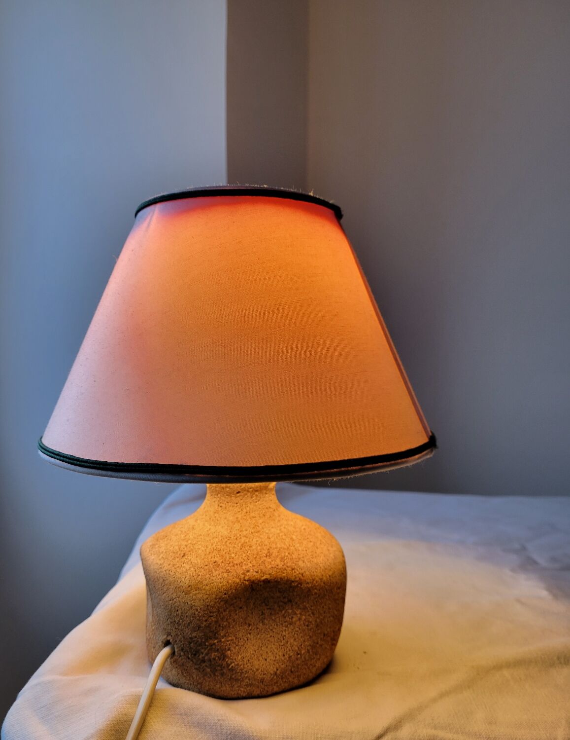 Reconstituted stone bedside lamp