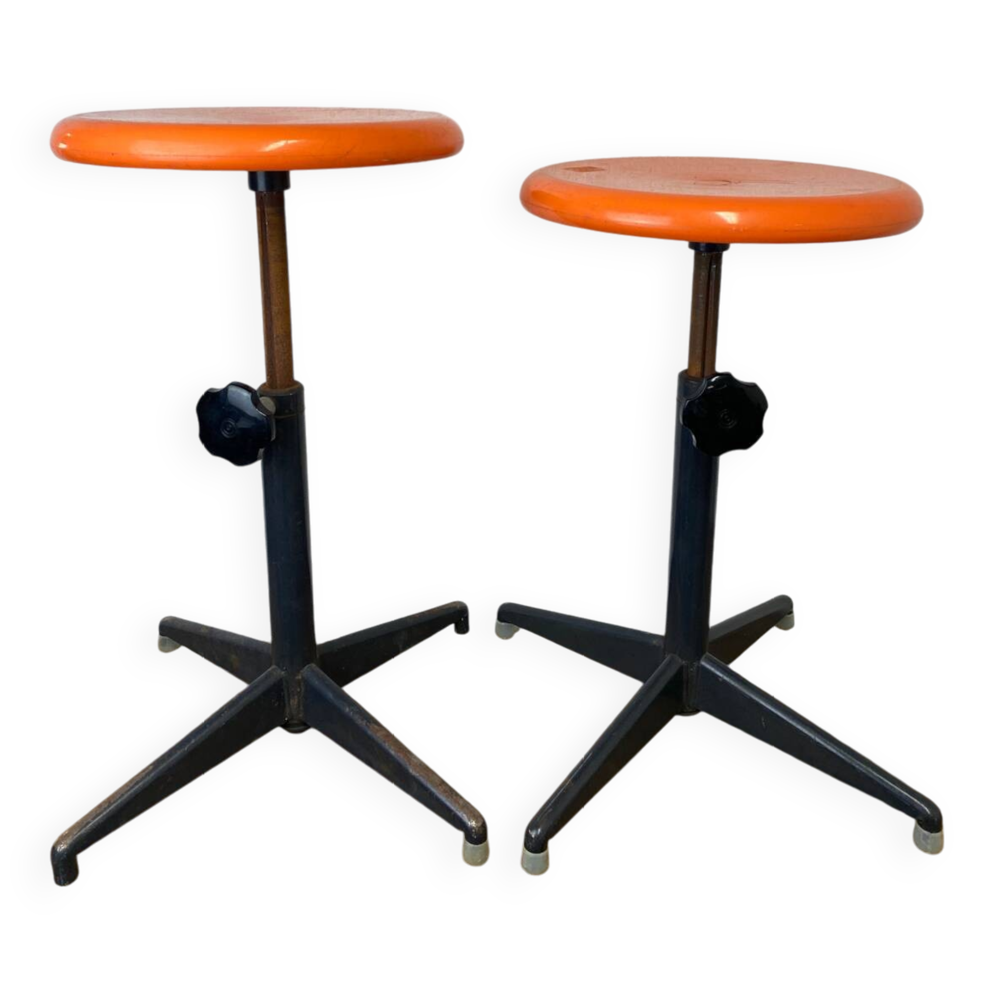 Two vintage industrial stools