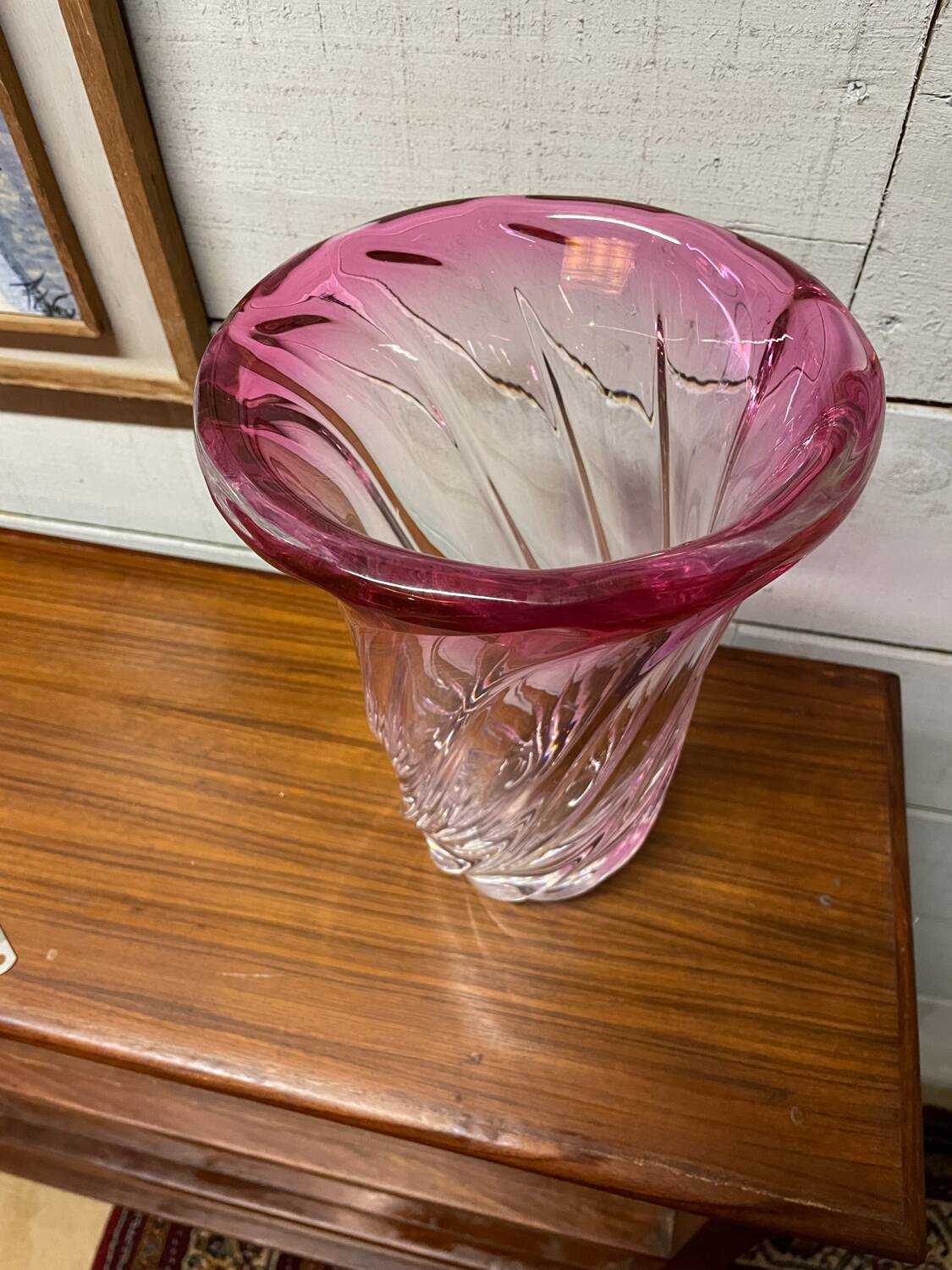 Vase bicolore cristal val saint Lambert