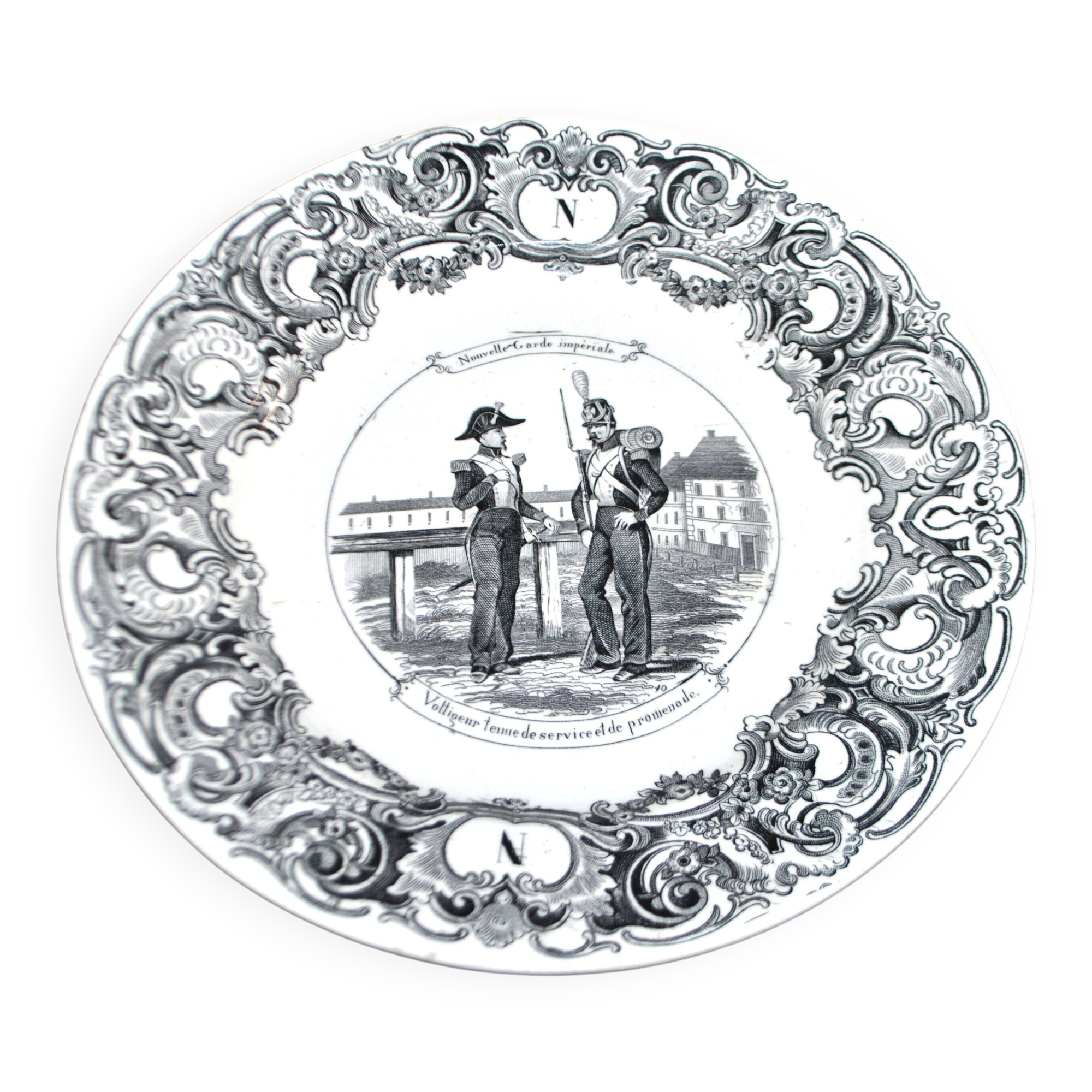 Sarreguemines U&C illustrated talking plate "Napoleon" 19th century.