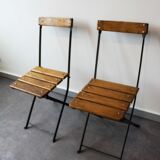 Pair of foldable bistro chairs, France, 1930