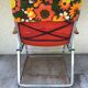 Ancient pliante alu chair - multicolor fabric 70s vintage camping garden