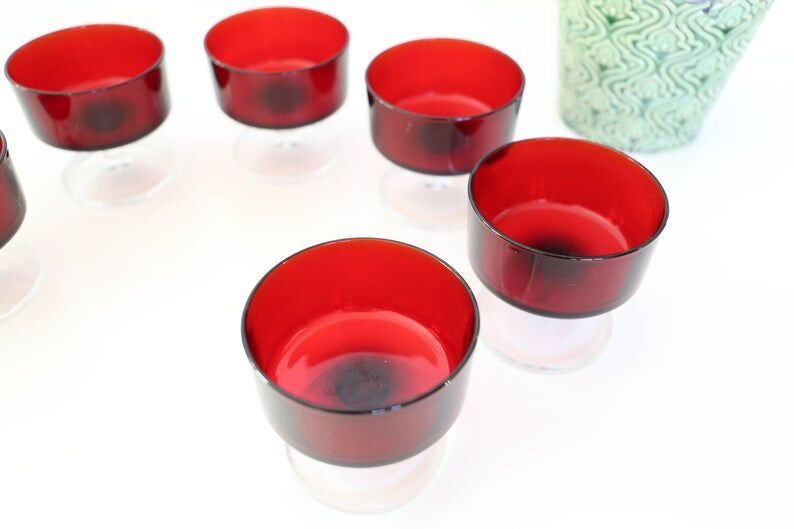 Set of 6 ruby red luminarc rider glasses
