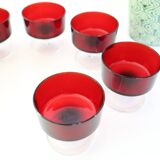 Set of 6 ruby red luminarc rider glasses