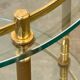 1970s mid-century modern Italian brass and glass round bar cart, Italy.