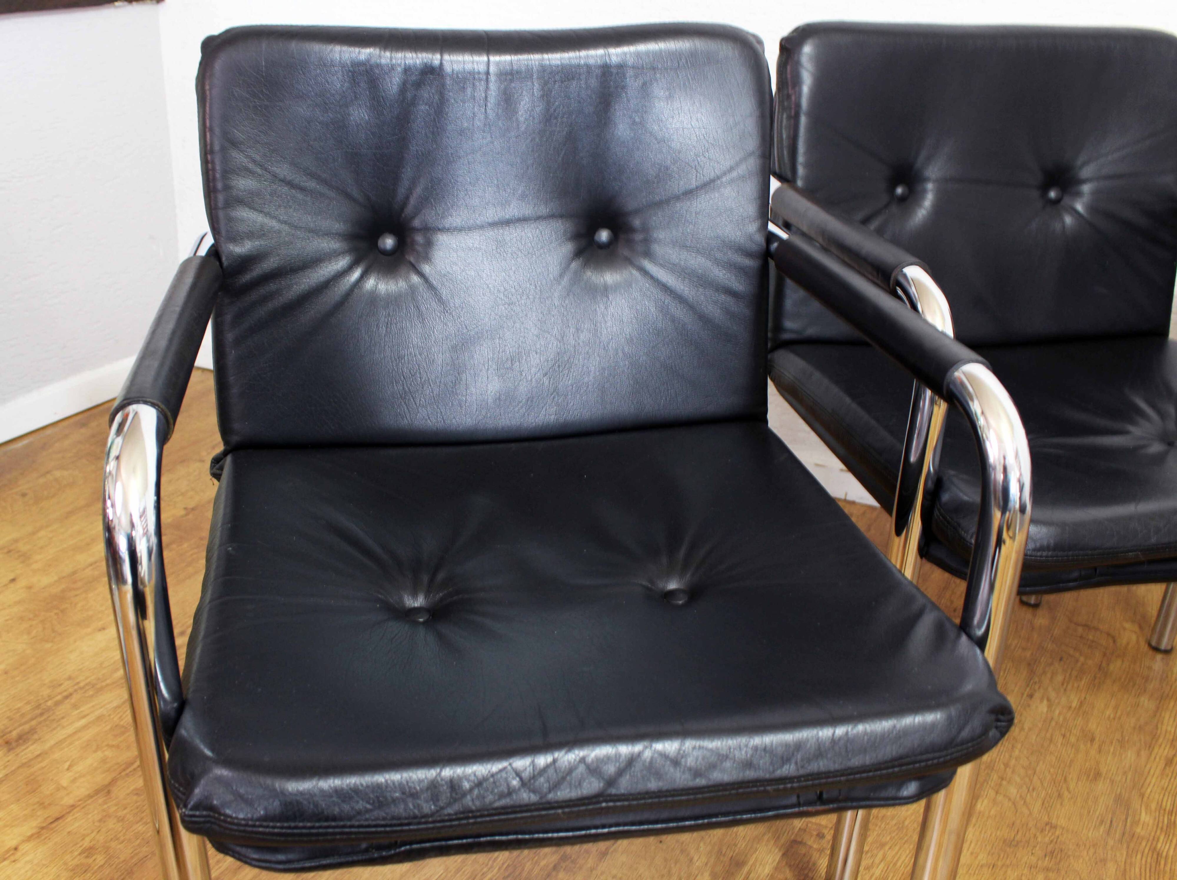Set of 4 Bauhaus leather armchairs