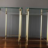 Pair of pieces of regency brass sofas and 60s glass