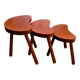 Trio de tabourets gigognes en bois lasuré forme haricot - années 60-70