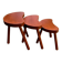 Trio de tabourets gigognes en bois lasuré forme haricot - années 60-70