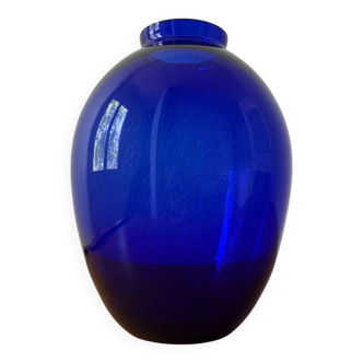 Vase verre soufflé cobalt Art Déco