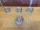 Set of 4 Vintage Ice Cube Shaped Glass Candle Holders #E008