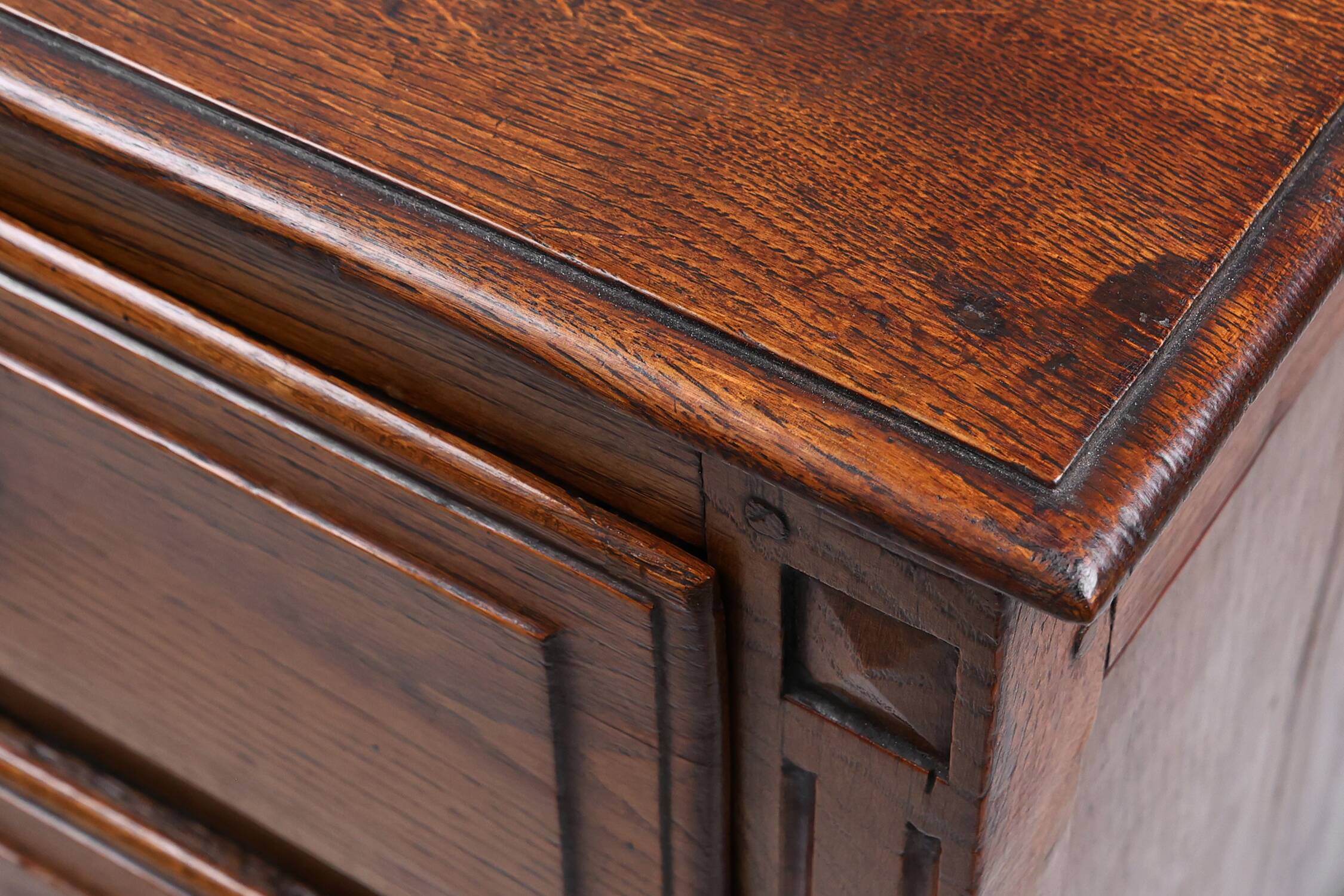 French rustic chest of drawers in solid oak with 3 drawers, ca. 1850