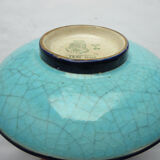 enamel plate, signed LONGWY, Flowers, model "Peonies"