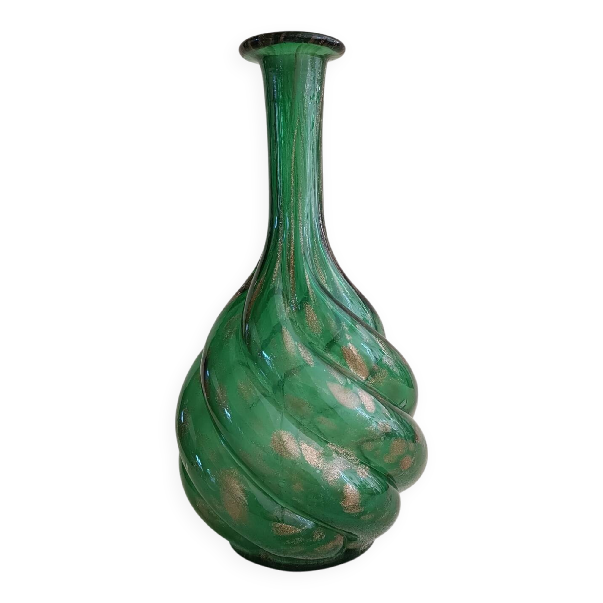 Twisted blown glass carafe