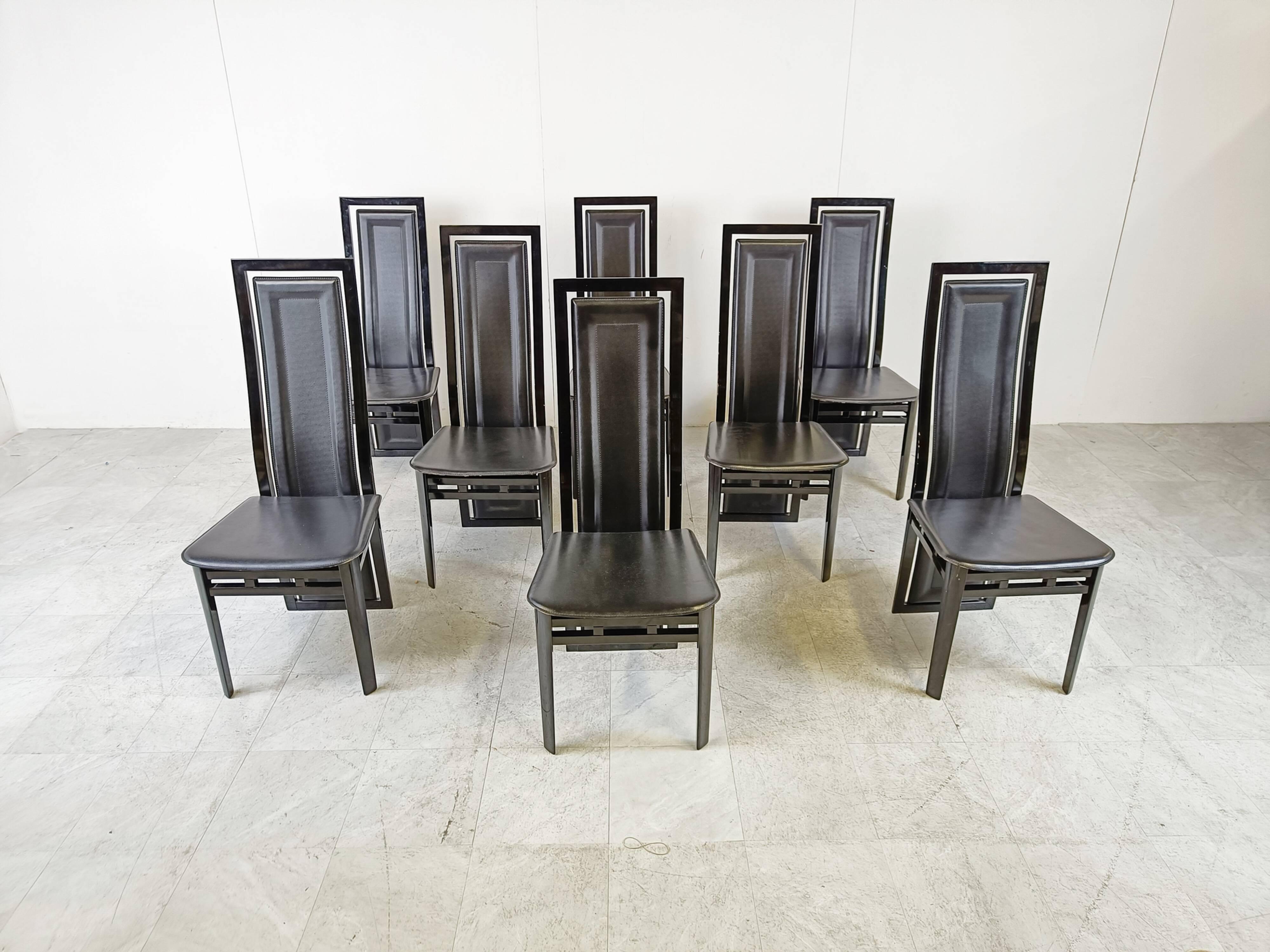 Set of 8 Italian dining chairs by A. Sibau, 1980s
