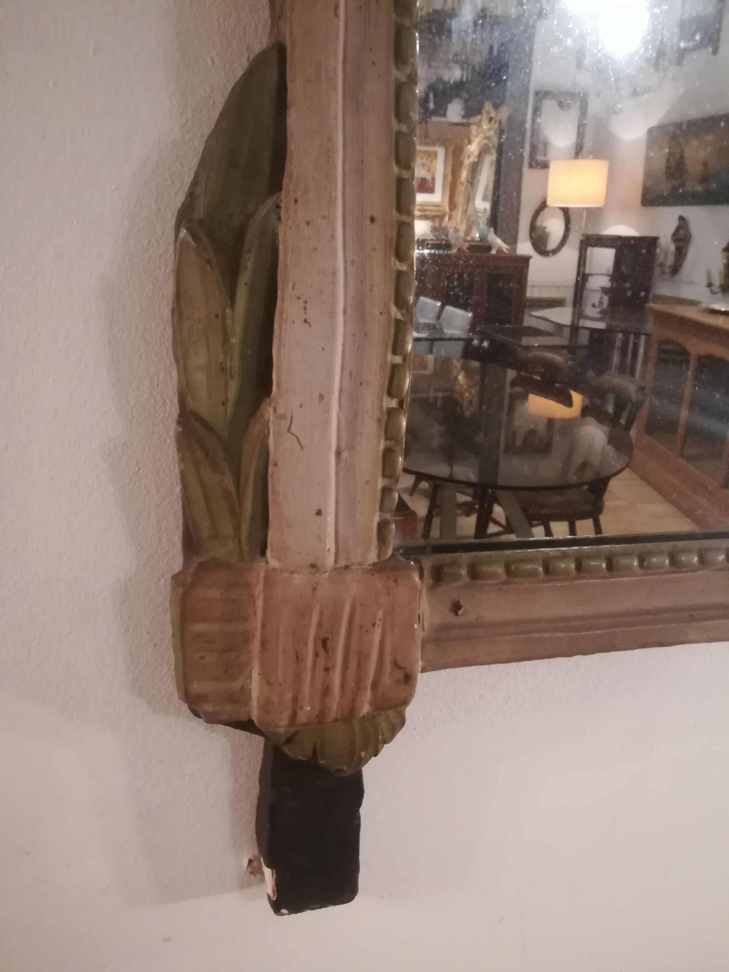 Louis XVI period mirror in patinated wood - 84x51cm