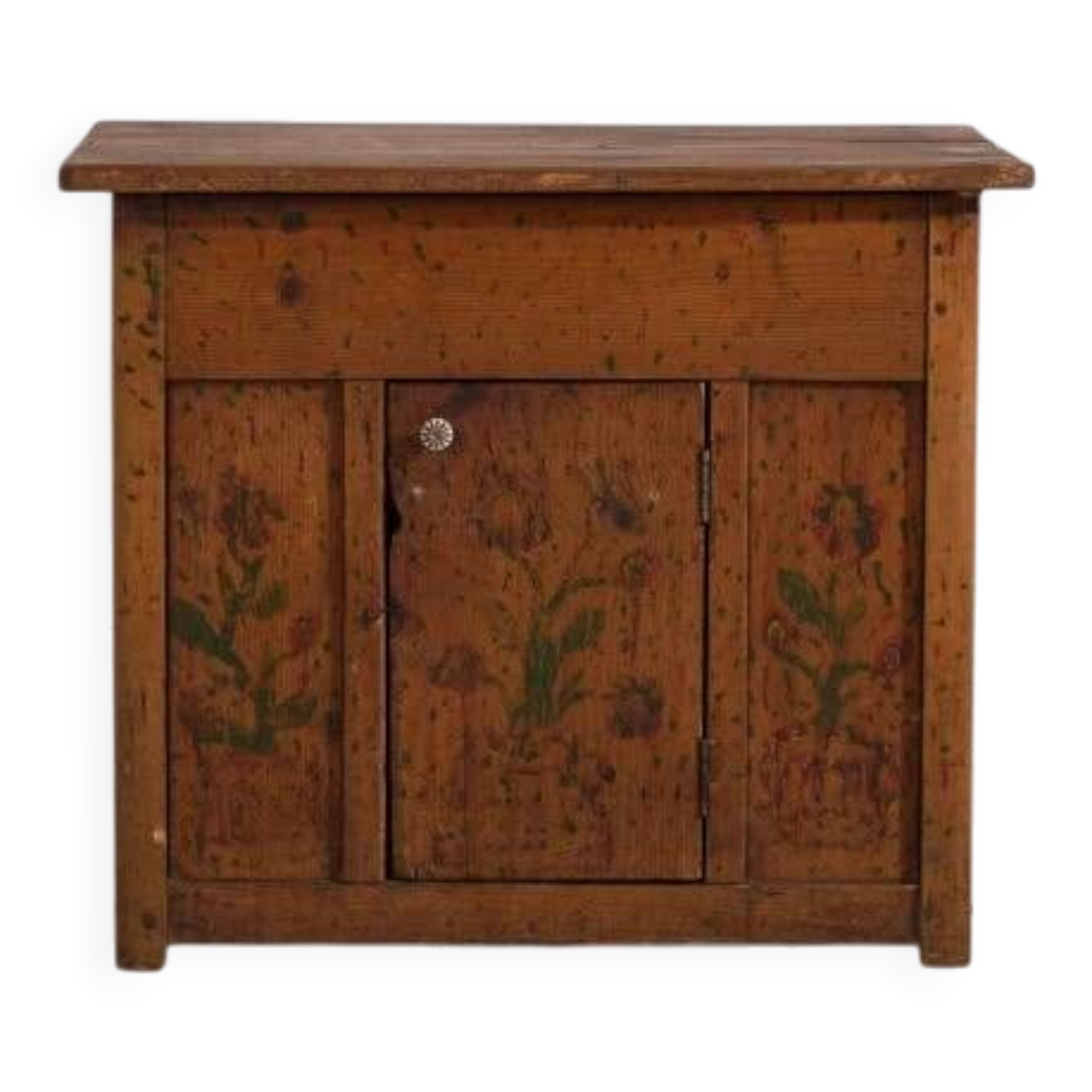 Meuble de cuisine ancien avec détails floraux (c.1920)