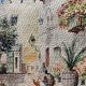 Tableau Aquarelle "Paysage orientaliste" ruelle animée et mosquée