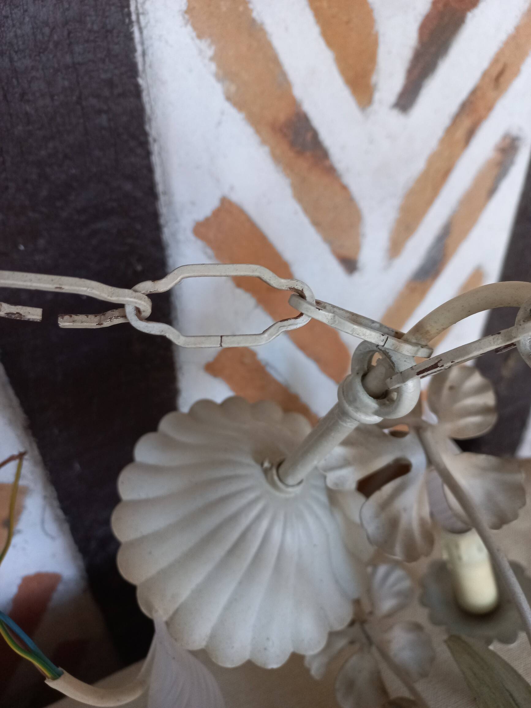 Polychrome metal flower chandelier
