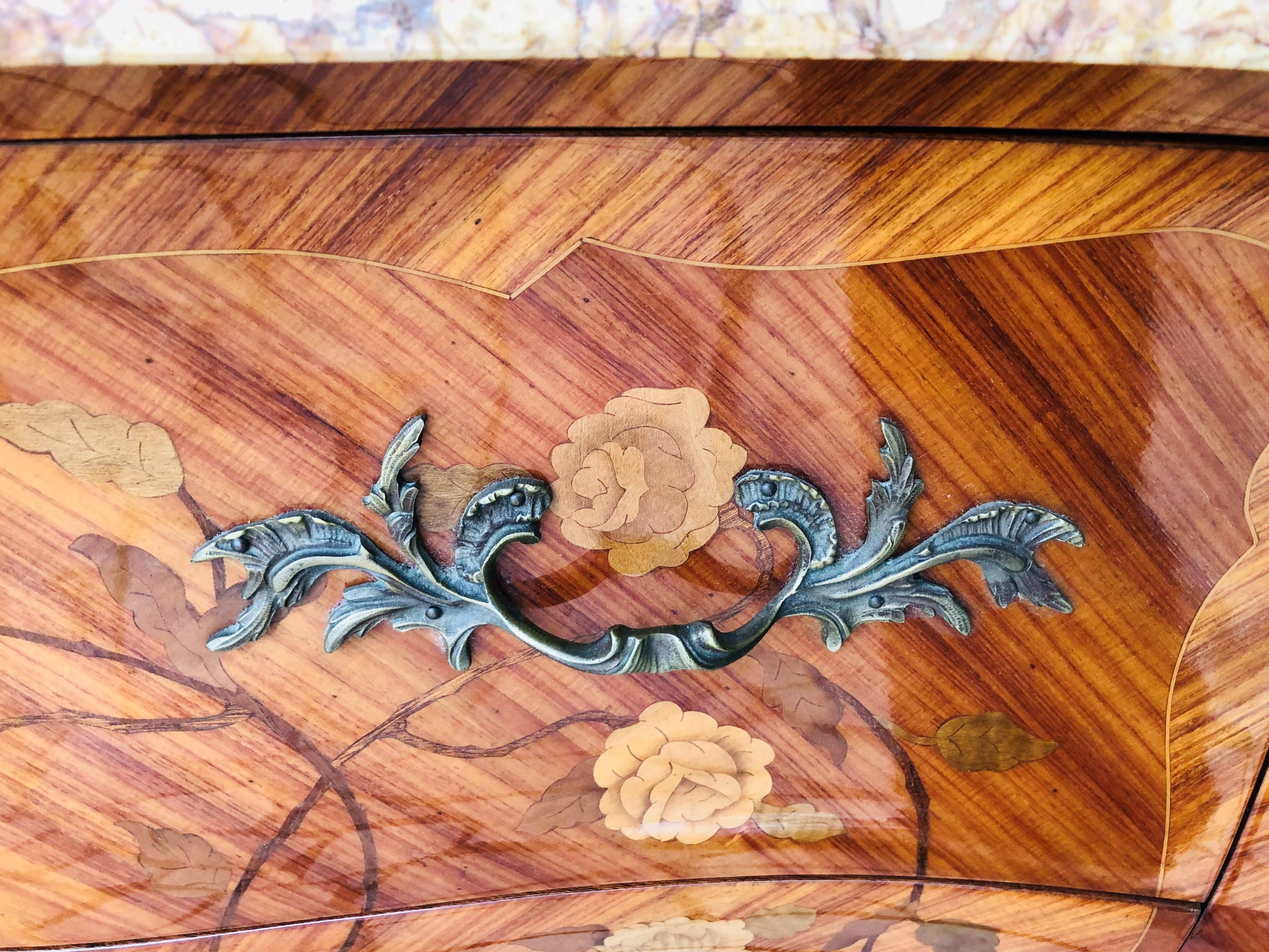 Marquetry chest of drawers two drawers in Louis XV style