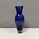Holmegaard Harlequin Glass vase in blue with thick green base. Designed by Anja Kjær in 1994.