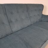Artifort sofa petrol blue ribcord by Theo Ruth