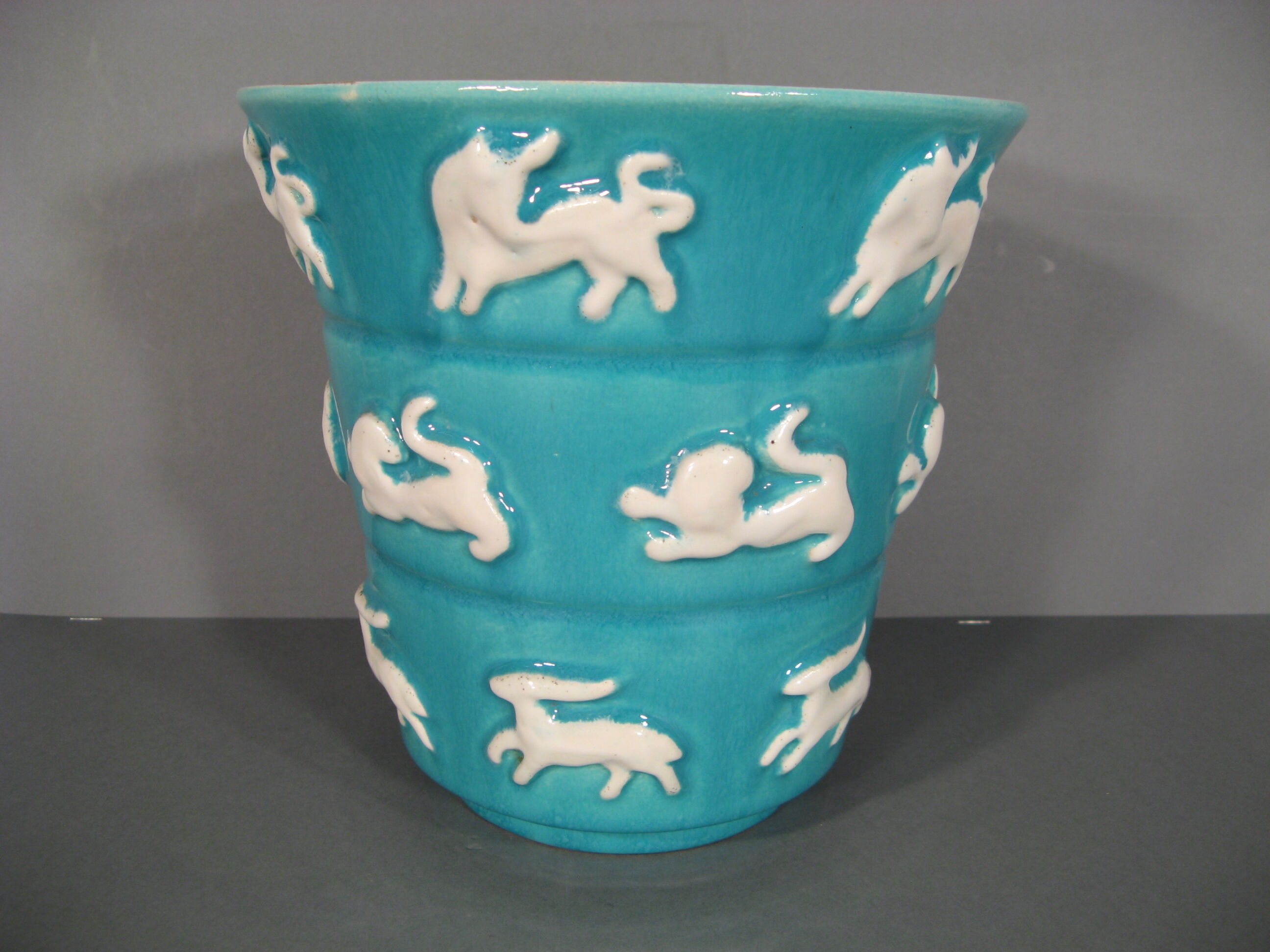 Old vintage ceramic vase 1960s décor signs of the zodiac astrology