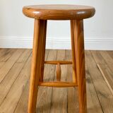 petit tabouret en pin années 60
