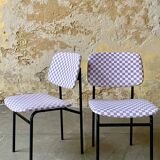 Lilac checkerboard chairs - Guermonprez style