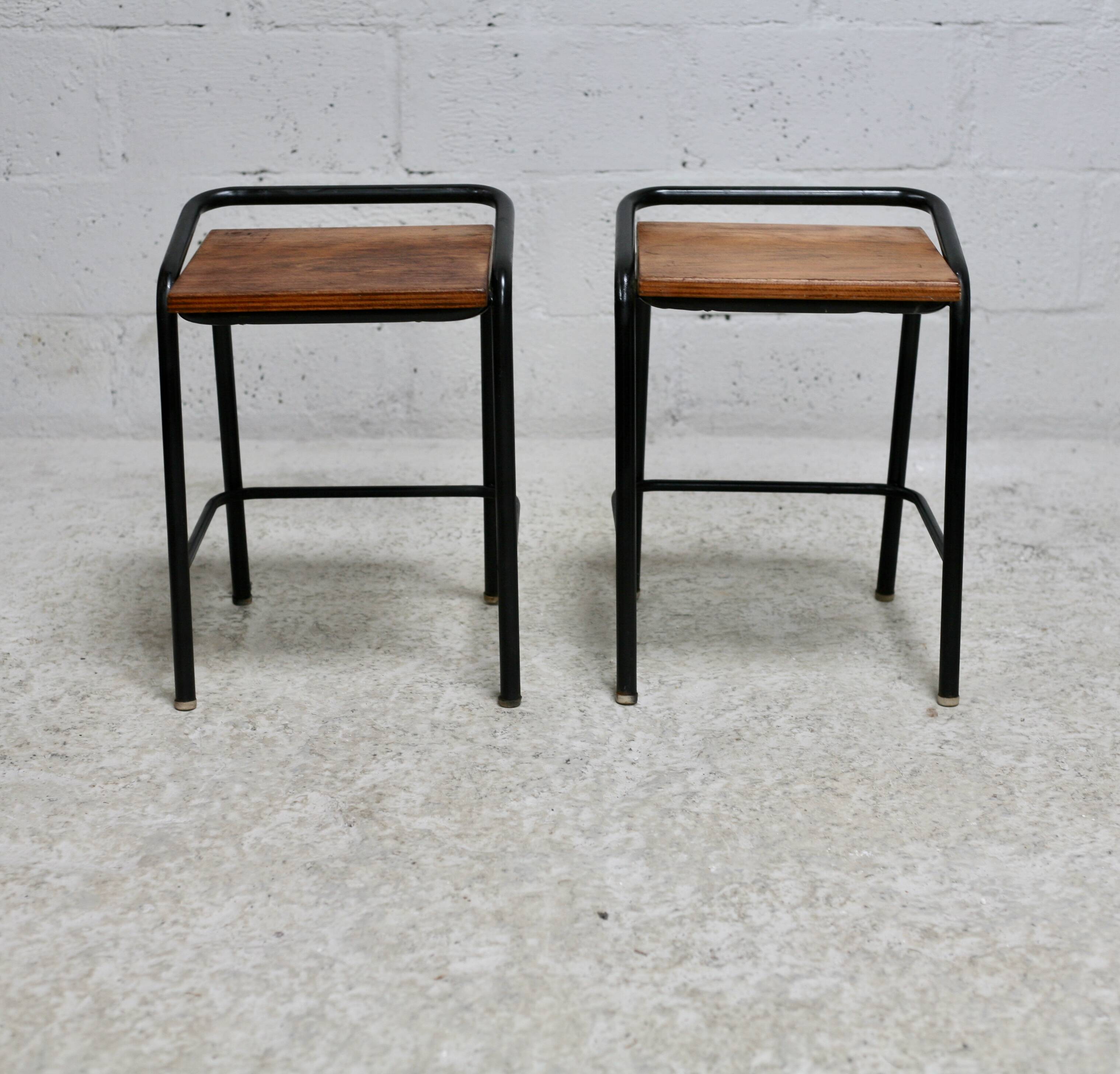 Pair of modernist stools, France, 1960s