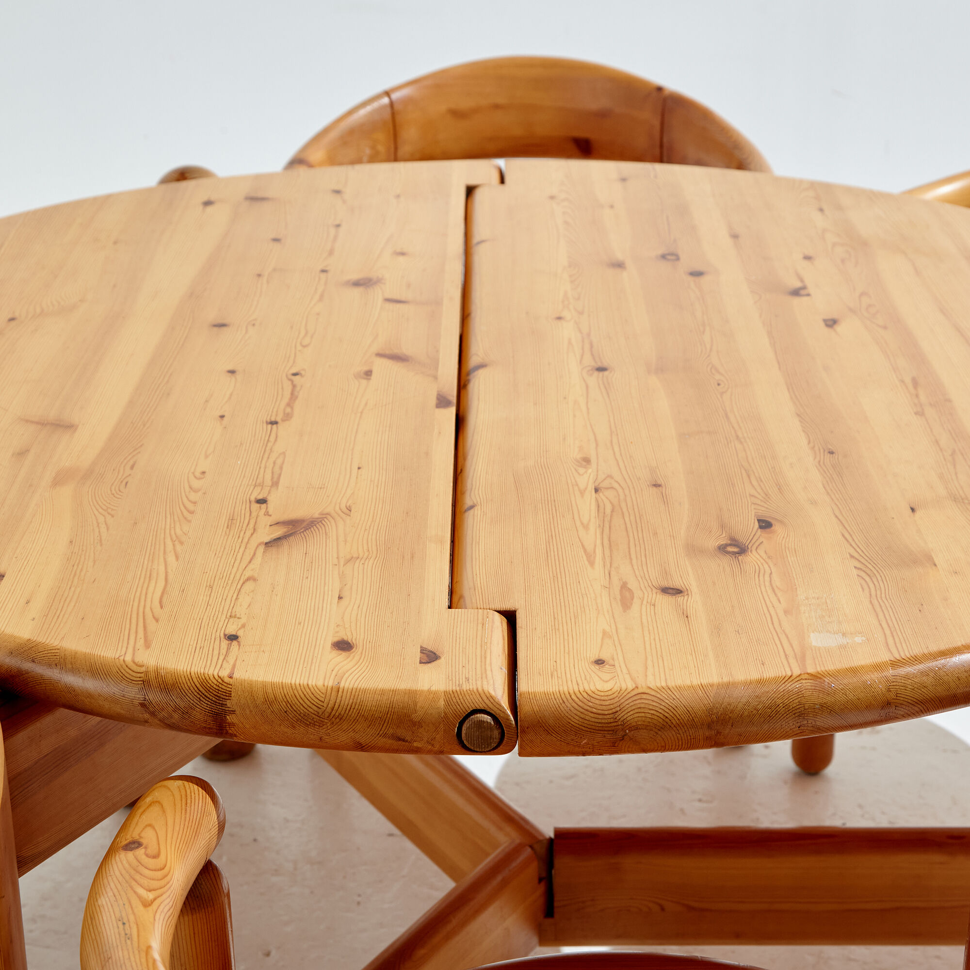 Pinewood dining set by rainer daumiller for hanex, set of 7