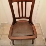 Chaise d'aisance en bois ancienne chene massif
