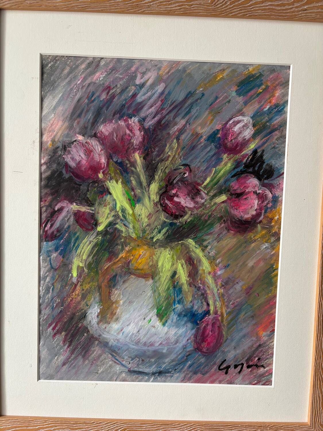 Vase with tulips signed