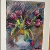 Vase with tulips signed