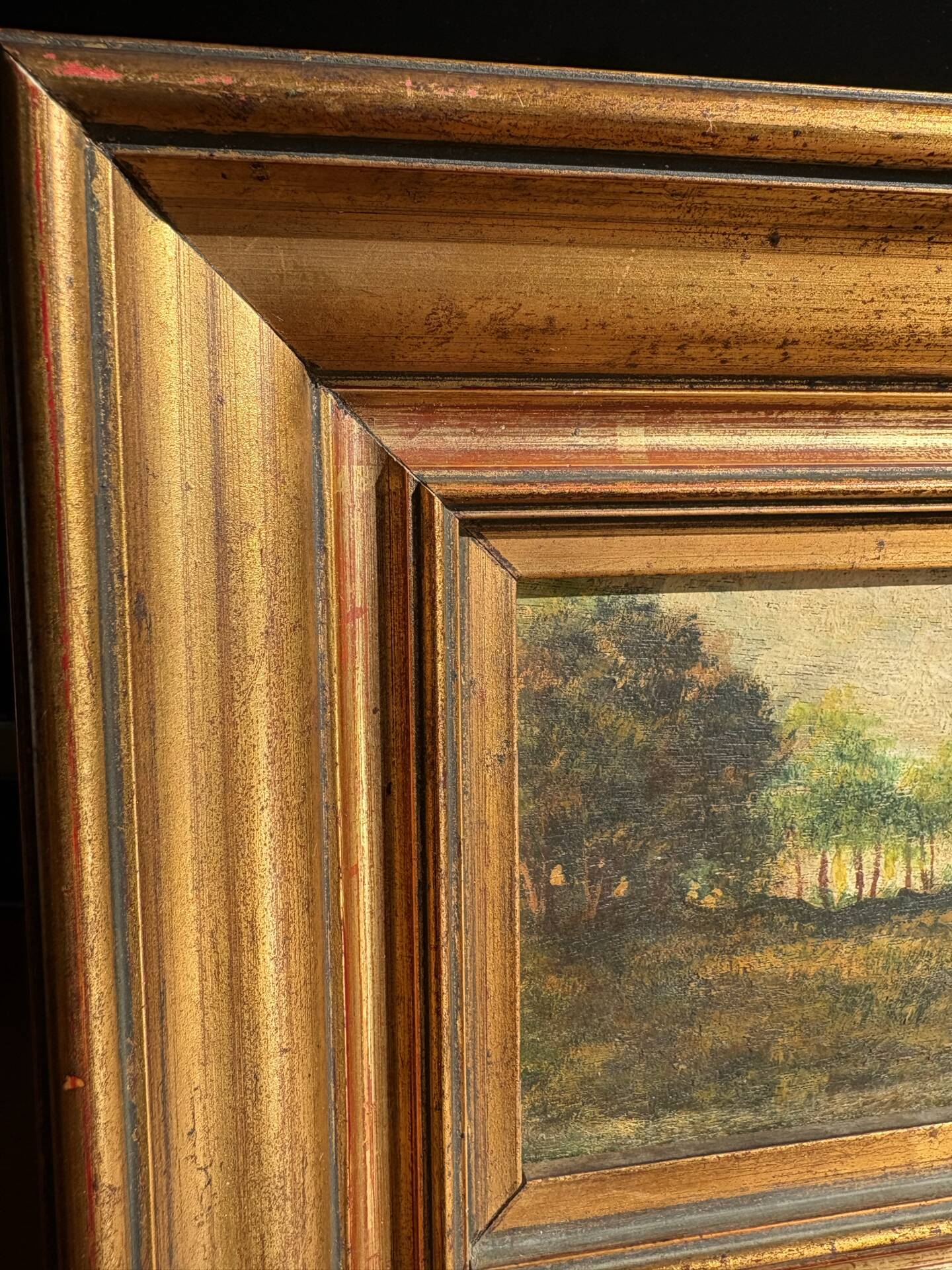 Antique painting from the late 19th century - Oil on panel in the Barbizon style.