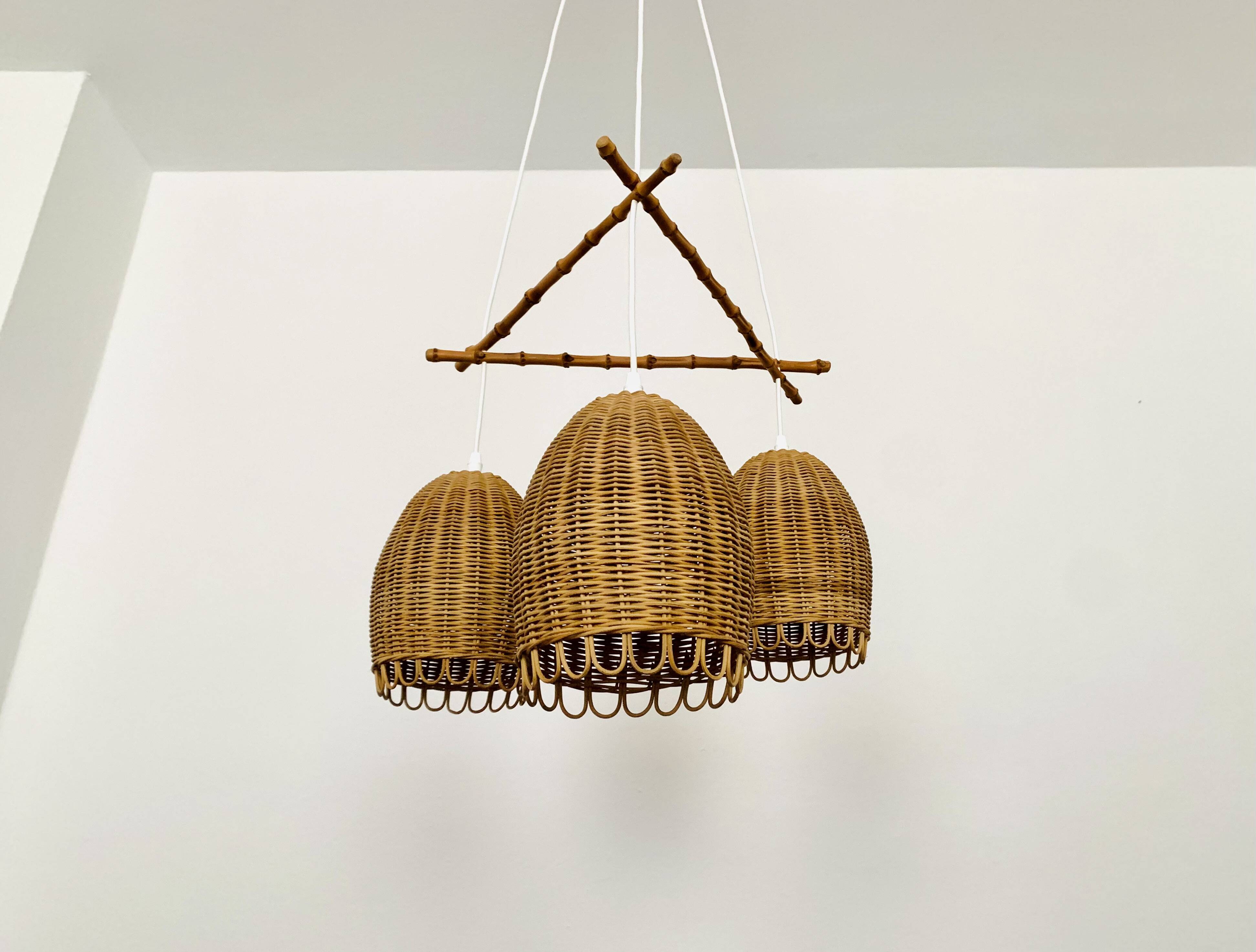 Wicker and Bamboo Cascading Lamp