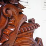 Antique Baroque Wall Mirror in Carved Mahogany